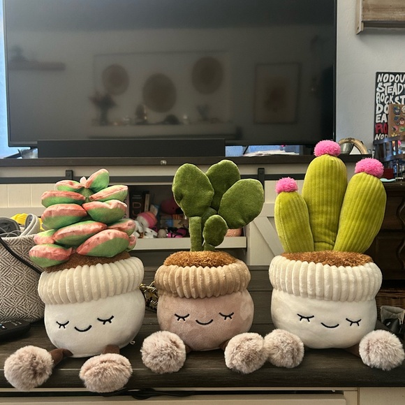 Cute Plush Cactus Trio with Pom Poms - Picture 1 of 1